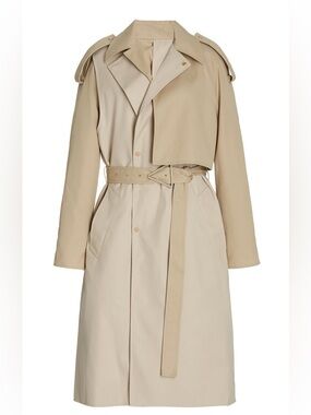 NWT Bottega Veneta Beige Two-Tone Trench Coat with Belt 36